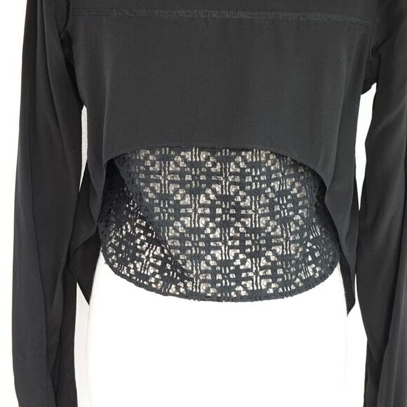 Derek Lam 10 Crosby Intermix Layered Black Silk and Lace V-Neck Top Size 0 - Picture 6 of 13
